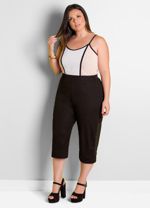 Blusa de Alças +Pantacourt Preta
