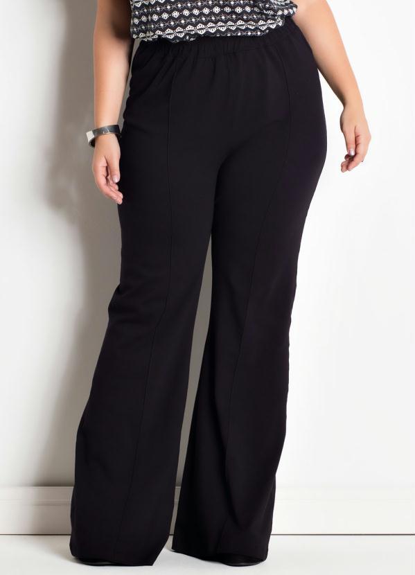 calça flare social plus size