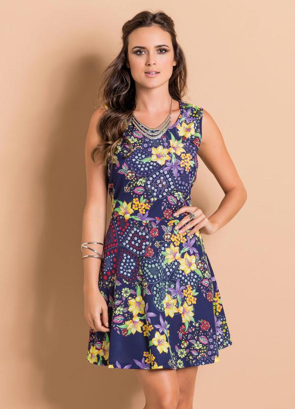 Vestido Evas Floral Recorte Na Cintura Queima De Estoque