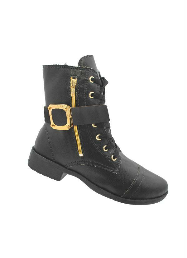 Imagem do BOTA COTURNO COM FIVELA DOURADA PRETA BOTA COTURNO COM FIVELA DOURADA PRETA