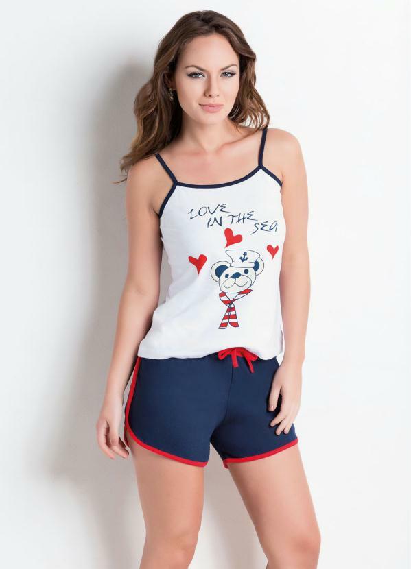 Imagem do PIJAMA CURTO COM ALÇAS BRANCO E AZUL PIJAMA CURTO COM ALÇAS BRANCO E AZUL