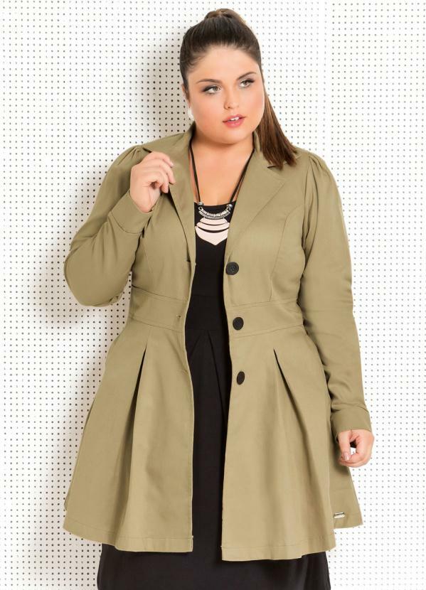 Imagem do SOBRETUDO EM SARJA PLUS SIZE CARAMELO SOBRETUDO EM SARJA PLUS SIZE CARAMELO