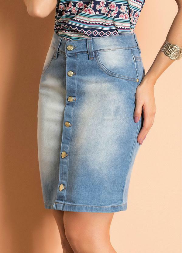 Imagem do SAIA COM BOTÕES FRONTAIS JEANS CLARO SAIA COM BOTÕES FRONTAIS JEANS CLARO