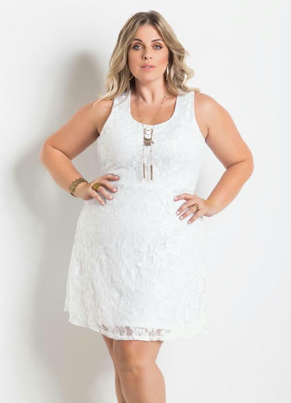 Vestido de Renda Branco Plus Size - Marguerite Vestido de Renda Branco Plus Size - Marguerite