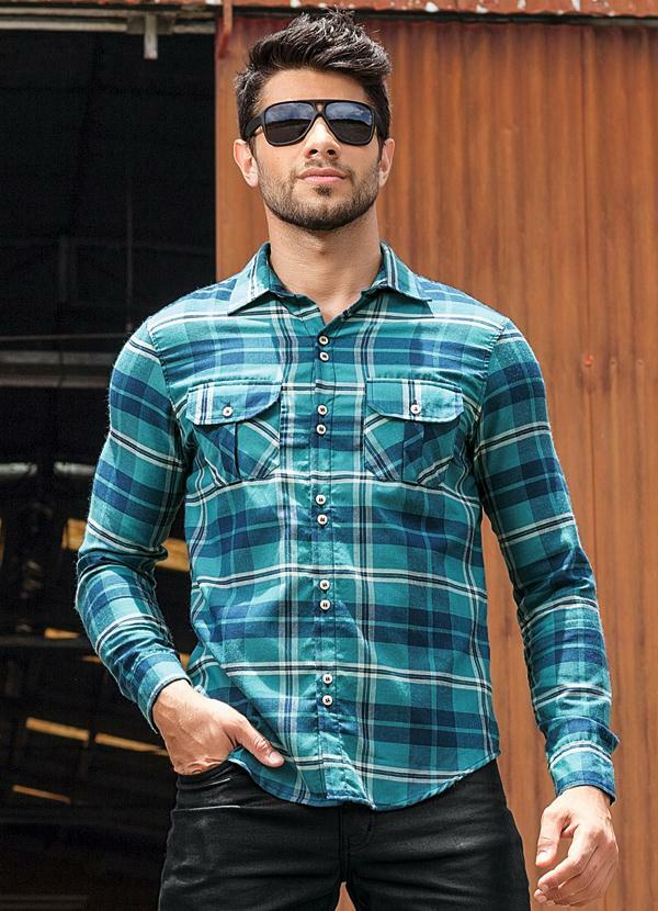 Camisa Masculina Estampa Xadrez Flanelada Marisa | Marisa