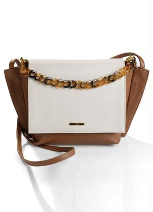 Bolsa Croco (Off White e Caramelo) com Corrente