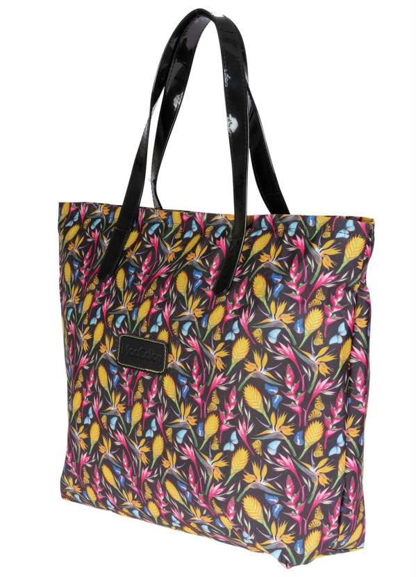 Bolsa (Floral) com Alças em Sintético Verniz Bolsa (Floral) com Alças em Sintético Verniz