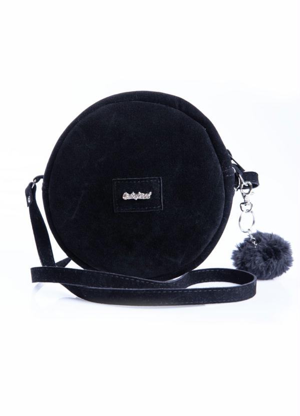 Bolsa Redonda (Preta) com Pompom