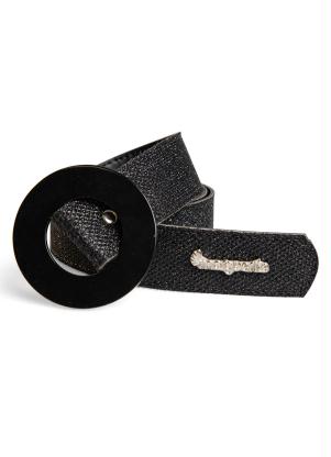 Cinto (Preto) de Brilho e Fivela Redonda Plus Size