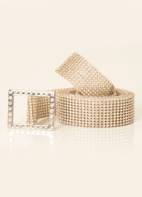 Cinto em Faixa (Strass) com Fivela Quadrada Cinto em Faixa (Strass) com Fivela Quadrada