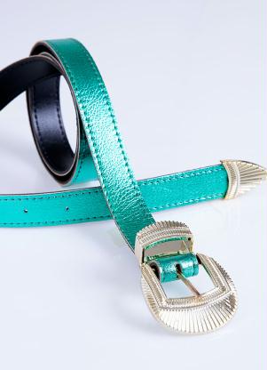Cinto (Esmeralda) Metalizado com Fivela em Dourado