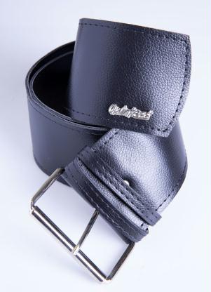 Cinto (Preto) Largo com Fivela de Metal Prata
