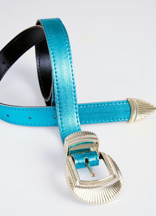 Cinto (Turquesa) Metalizado com Fivela em Dourado
