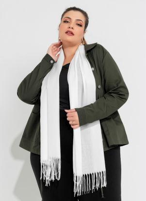 Xale Encharpe (Branca) com Franja