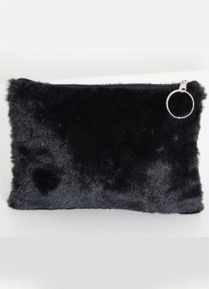 Necessaire Pequena Peluciada (Preta) com Z�per