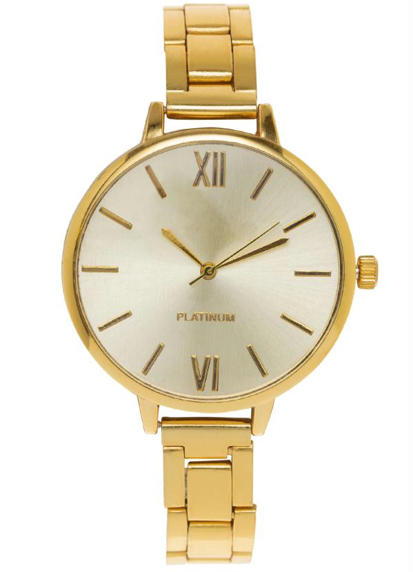 Rel�gio Redondo (Dourado) Pulseira Fina