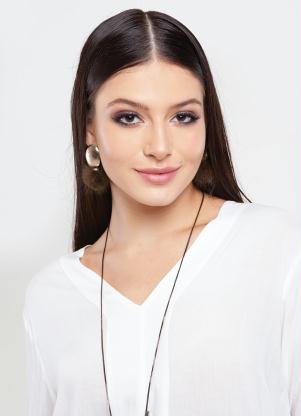 Brinco M�dio (Dourado) com Aplica��o de Pompom