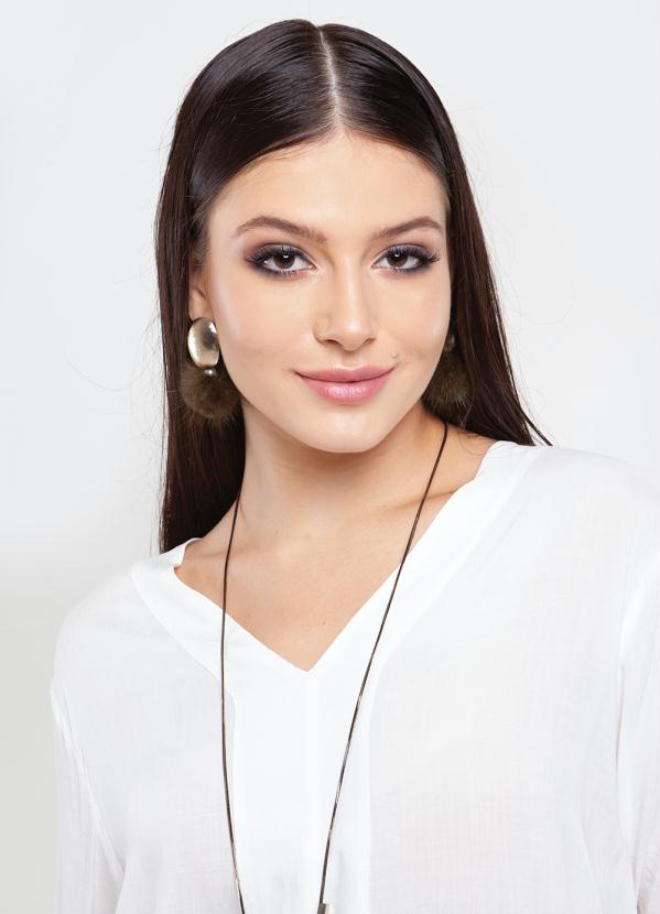 Brinco M�dio (Dourado) com Aplica��o de Pompom