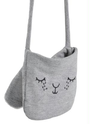 Bolsa Infantil Coelho (Cinza) com Bordado