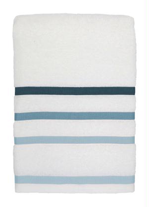 Jogo de Toalhas (Branca com Barra Azul) 2 Peças Jogo de Toalhas (Branca com Barra Azul) 2 Peças
