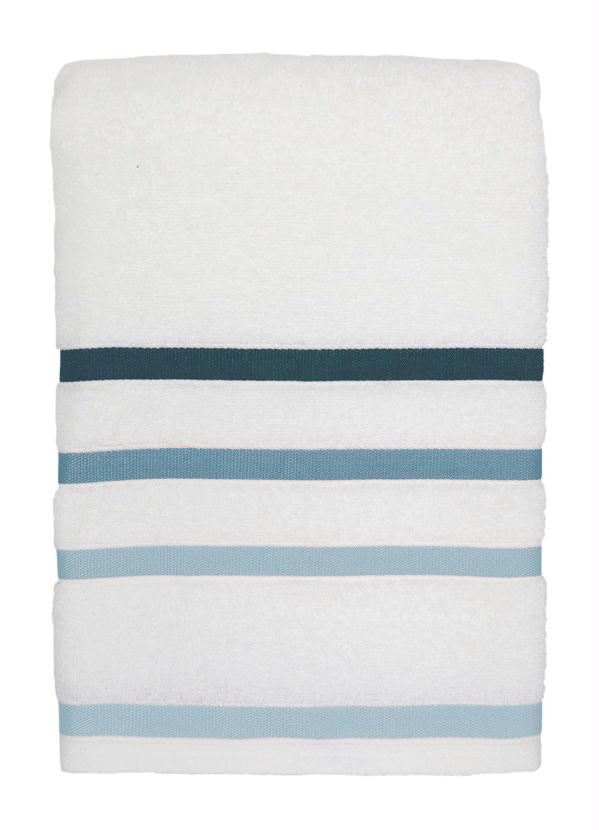 Jogo de Toalhas (Branca com Barra Azul) 2 Peças Jogo de Toalhas (Branca com Barra Azul) 2 Peças
