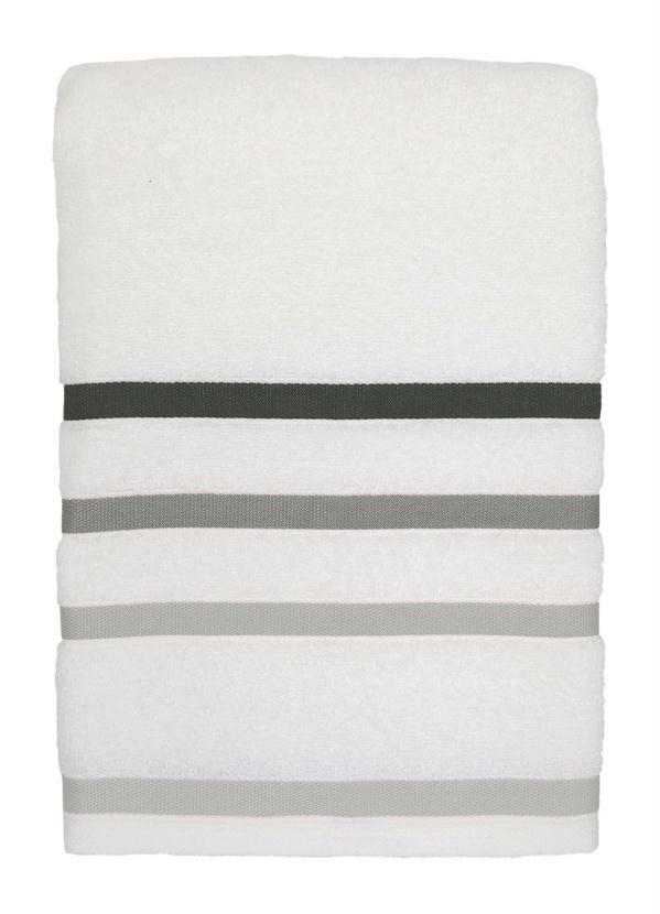 Jogo de Toalhas (Branca com Barra Cinza) 2 Pe�as