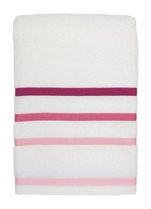 Jogo de Toalhas (Branca com Barra Rosa) 2 Pe�as
