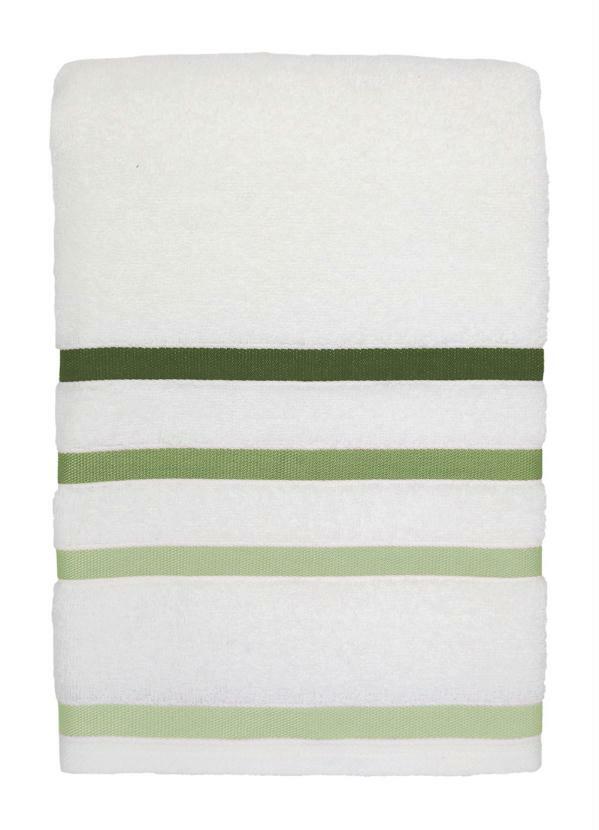Jogo de Toalhas (Branca com Barra Verde) 2 Pe�as