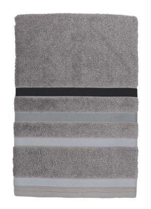 Jogo de Toalhas (Cinza com Barra Cinza) 2 Peças Jogo de Toalhas (Cinza com Barra Cinza) 2 Peças