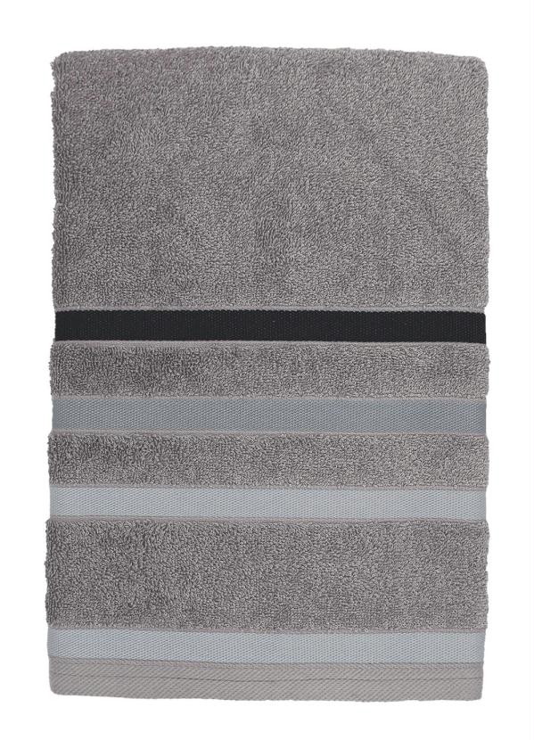 Jogo de Toalhas (Cinza com Barra Cinza) 2 Peças Jogo de Toalhas (Cinza com Barra Cinza) 2 Peças