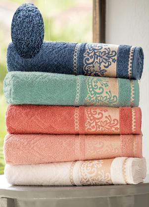 Jogo de Toalhas Jacquard (Azul) 2 Peças Jogo de Toalhas Jacquard (Azul) 2 Peças