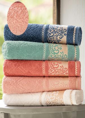 Jogo de Toalhas Jacquard (Rosa) 2 Peças Jogo de Toalhas Jacquard (Rosa) 2 Peças