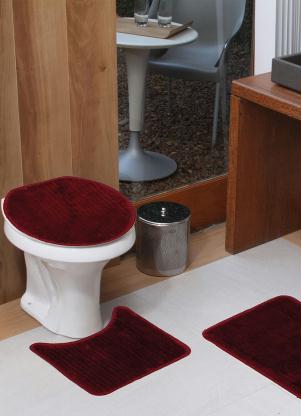 Jogo de Banheiro (Vinho) 3 Pe�as