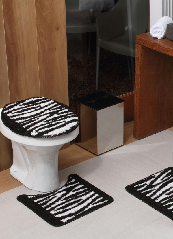 Jogo de Banheiro (Zebra Preto) 3 Peças Jogo de Banheiro (Zebra Preto) 3 Peças