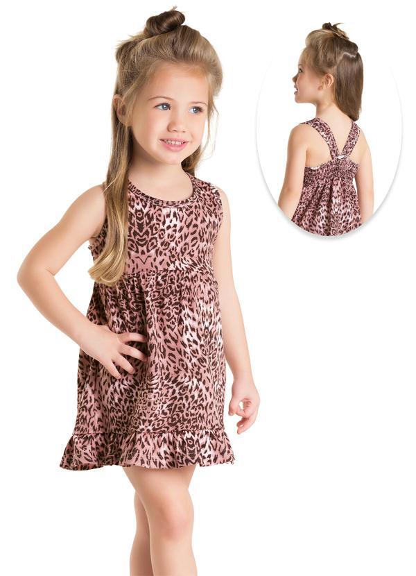 vestido infantil estampa de onça