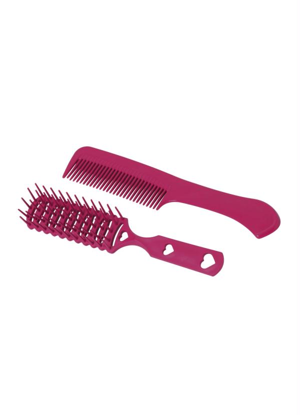 Kit Escova e Pente (Rosa) 2 Pe�as
