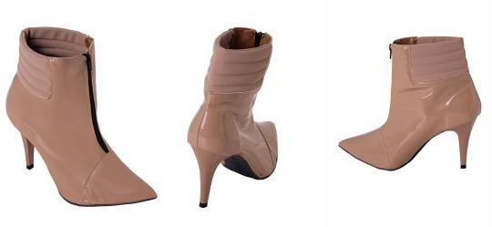 Bota Modelo Bico Fino Nude em Verniz