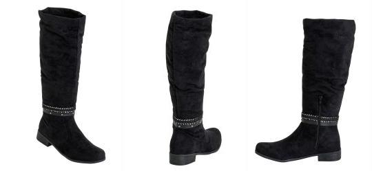 Bota Preta com Cano Longo e Tiras