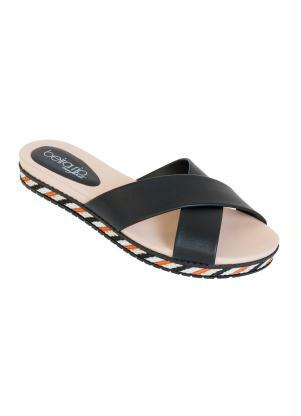 Chinelo Beira Rio (Preta) com Tiras Transpassadas