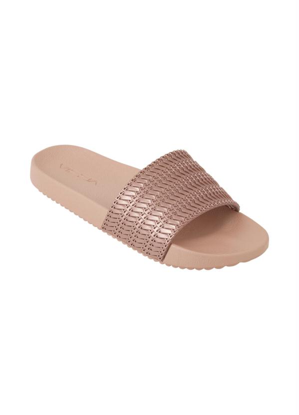 Chinelo Slide (Ros�) com Cabedal Sintilante