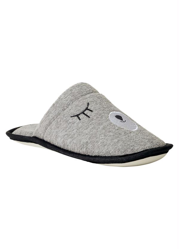 Chinelo Pantufa (Mescla) com Detalhe Bordado