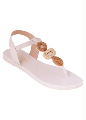 Rasteira Via Scarpa (Creme) em Sint�tico