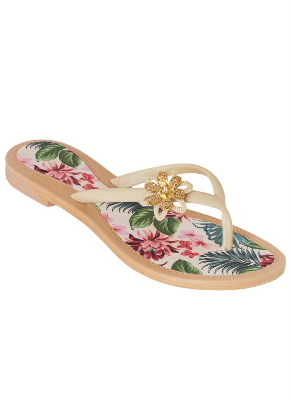 Rasteirinha (Bege) com Pe�a Decorativa