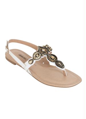 Rasteirinha Dakota (Branco) com Efeite de Pedras