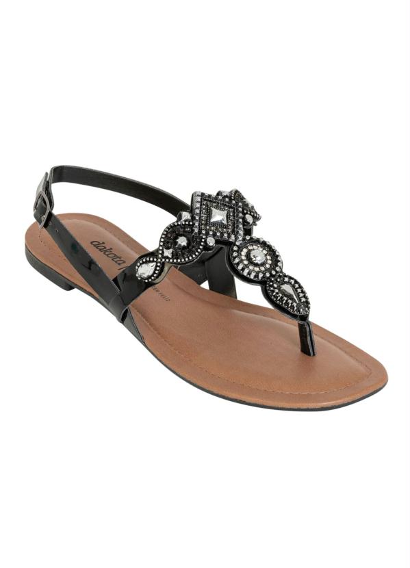 Rasteirinha Dakota (Preto) com Enfeite de Pedras Rasteirinha Dakota (Preto) com Enfeite de Pedras