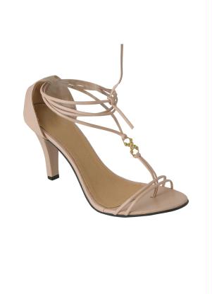 Sandália (Bege) em Sintético com Adereço Dourado Sandália (Bege) em Sintético com Adereço Dourado