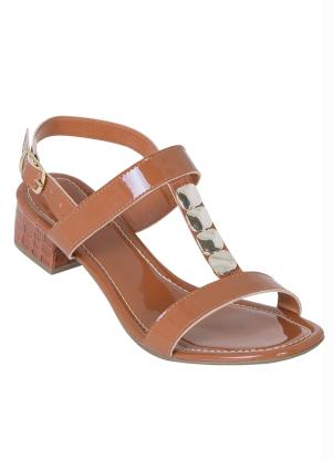 Sandália (Bege) em Sintético Verniz Sandália (Bege) em Sintético Verniz