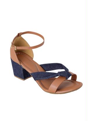 Sand�lia (Caramelo) com Detalhes em Jeans