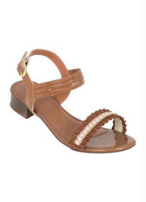 Sand�lia (Caramelo) com Meia P�rola