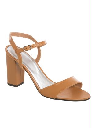 Sand�lia (Caramelo) Minimalista Salto Quadrado